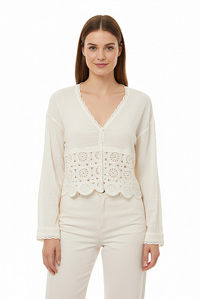 Vzorovaná  Halenka Bílá OH APRIL Vel. M