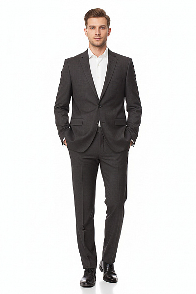 DANIEL HECHTER Společenský Oblek Polyesterový Šedý