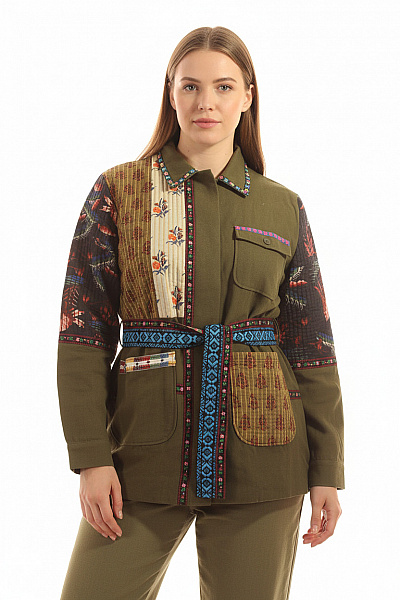 DESIGUAL Krátký Dámský Kabát Zelený Vel. XL