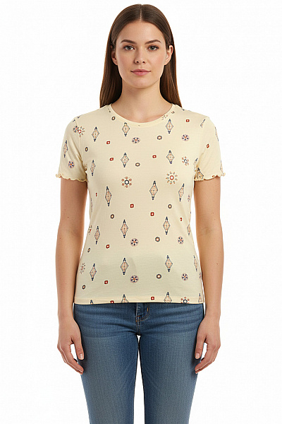 Dámské Tričko S Potiskem Béžové DESIGUAL Vel. L
