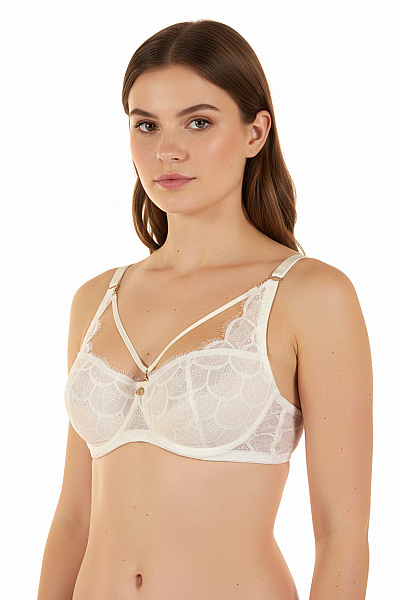 Diamor Dámská Krajková Podprsenka S Ozdobnými Pásky Bílá Vel. 75D