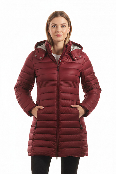 Zimní Dámská Bunda Polyamidová Vínová 