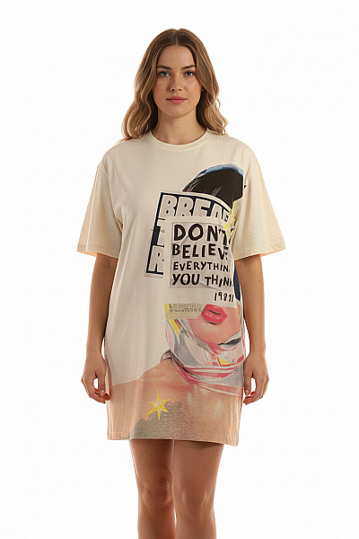 DESIGUAL Dámské Tričkové šaty S Krátkým Rukávem A Potiskem Vel. Xl/xxl