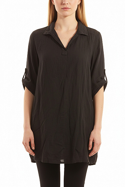 Halenka Lněná Černá Outlet Vel. 50/52