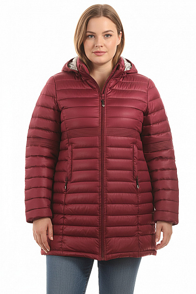 Prošívaná Dámská Bunda Vínová Outlet Vel. XXL
