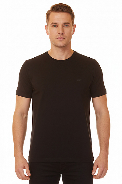 Jednoduché Pánské Tričko S Krátkým Rukávem Bavlněné Černé Hugo Boss