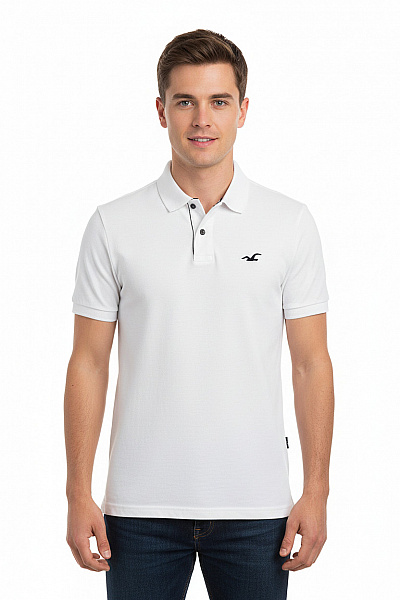 Pánské Tričko S Límečkem Bílé Hollister Second Hand Vel. S