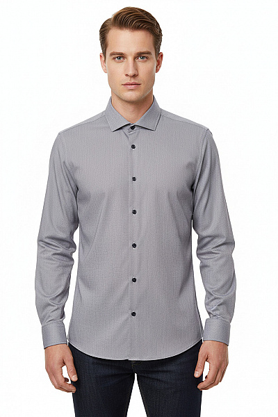 Vzorovaná Pánská Košile Modrá Hugo Boss Second Hand Vel. 42