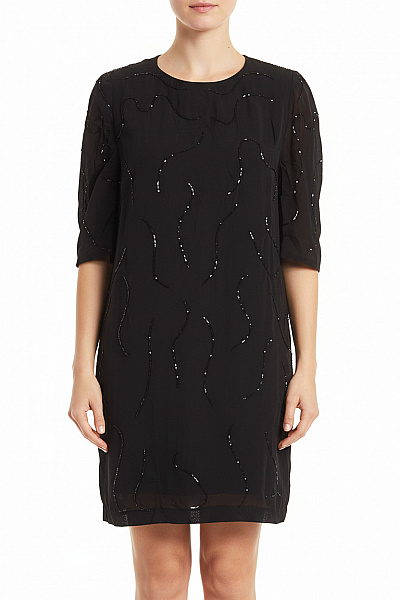 MANGO  Šaty S Ozdobami Černé Second Hand Vel. S