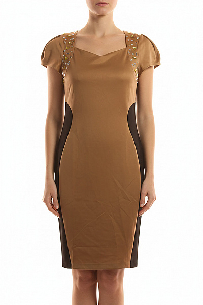 Pouzdrové šaty  Šaty Hnědé MAYA Deluxe Vel. 40
