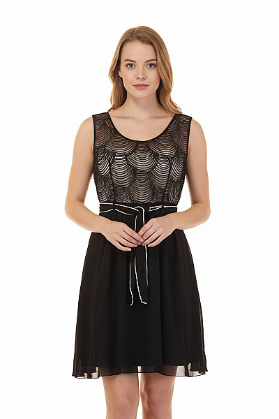 Páskové  Šaty Černé Little Mistress Vel. 42