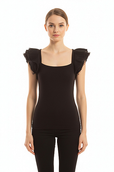 Jednoduché Dámské Tričko Černé BCBGMAXAZRIA Vel. XXS