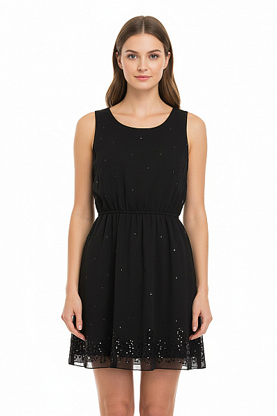  Šaty S Ozdobami Černé Vel. XS