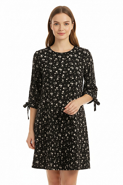 MANGO  Šaty S Květinovým Potiskem Černé Second Hand Vel. M