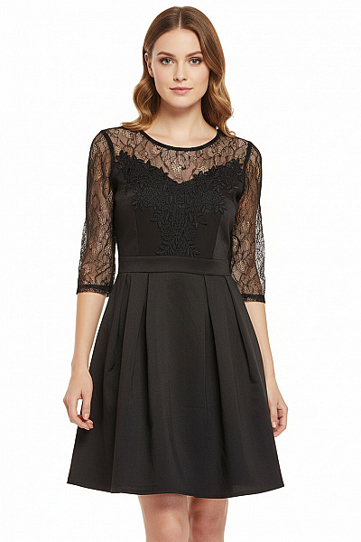 Little Mistress  Šaty s Krajkou Černé Vel.  38