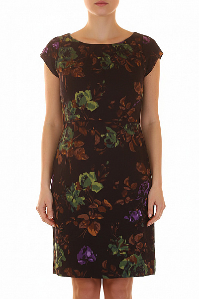 Hobbs  Šaty S Květinovým Potiskem Vlněné Černé