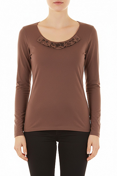 BODEN Jednoduché Dámské Tričko Hnědé