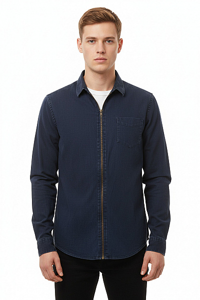 SAMSOE Riflová Pánská Košile Modrá Vel. S