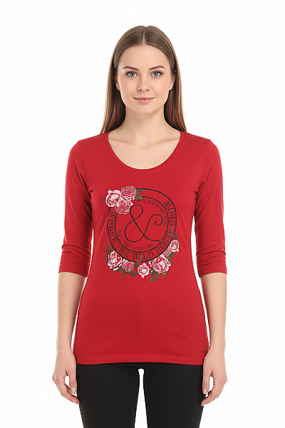 Dámské Tričko s Potiskem Červené S.OLIVER Second hand Vel. 38