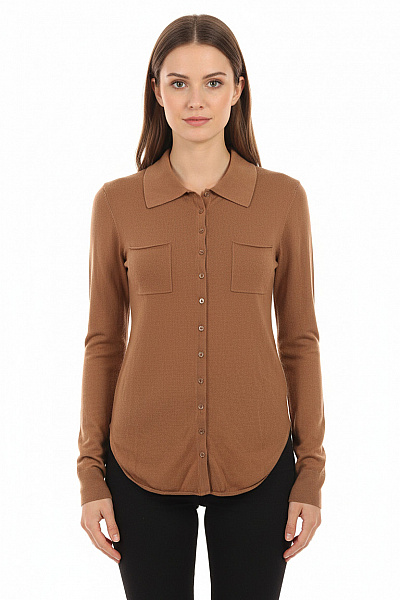 Společenská Dámská Košile Hedvábná Béžová ALISON Vel. S