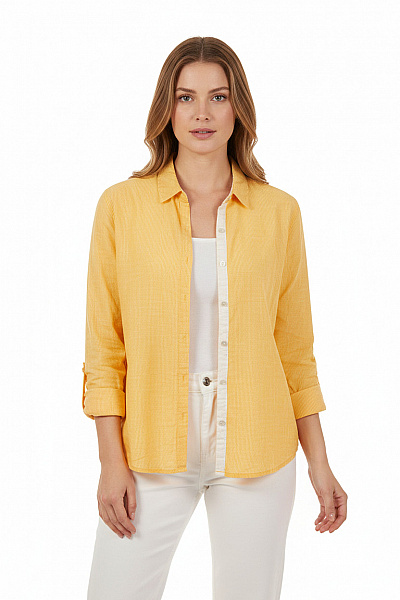 PULZ JEANS Vzorovaná Dámská Košile Oranžová Vel. XL