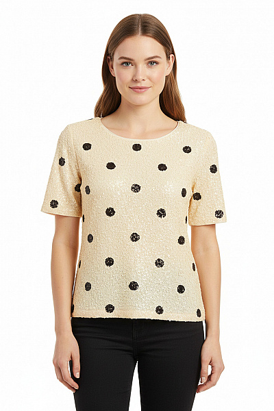 Dámské Tričko s Potiskem Béžové J.CREW Vel. S