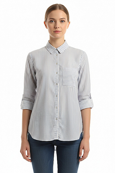 Vzorovaná Dámská Košile Modrá MANGO Vel. XS