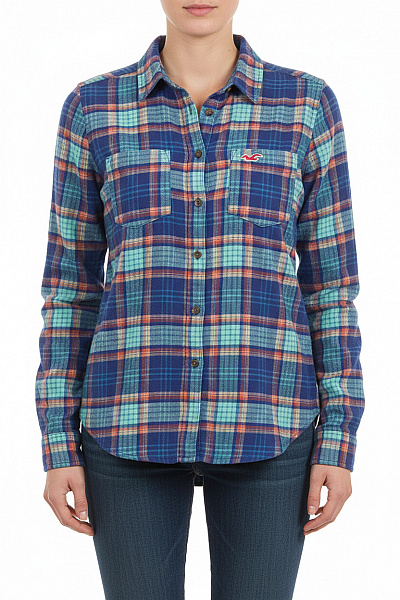 Hollister Kostkovaná Dámská Košile Modrá Vel. M