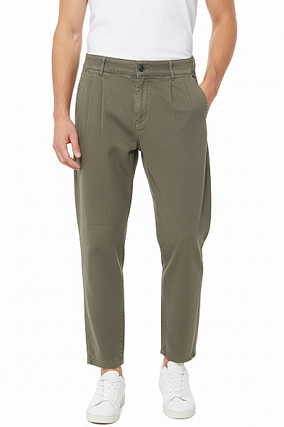 Pánské Kalhoty Rovné Zelené MANGO Second Hand Vel. 38