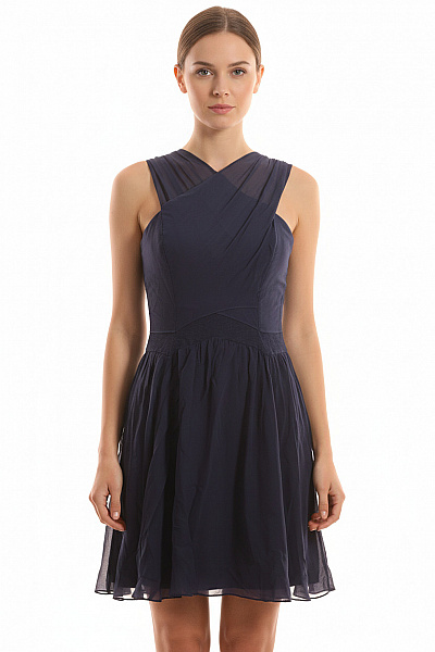 Reiss Společenské  Šaty Hedvábné Modré Vel. 34