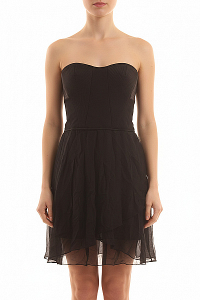 BCBGMAXAZRIA  Šaty S Ramínky Černé