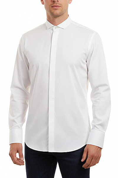 Seidensticker Pánská Bílá Košile Dlouhý Rukáv Elegantní Vypasovaná S Vysokým Límcem Vel. 40