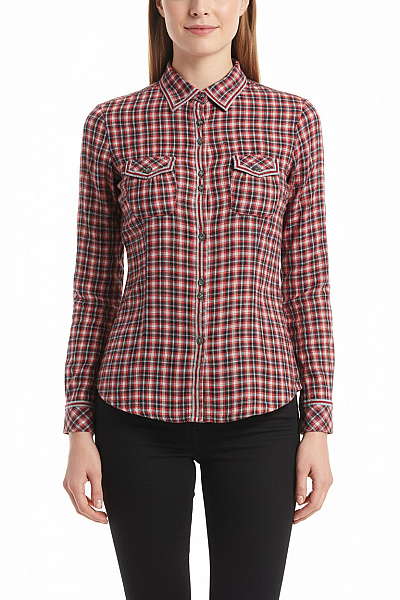 Kostkovaná Dámská Košile Červená MANGO Second Hand Vel. S