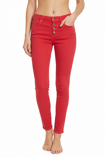 Dámské Kalhoty Rovné Červené