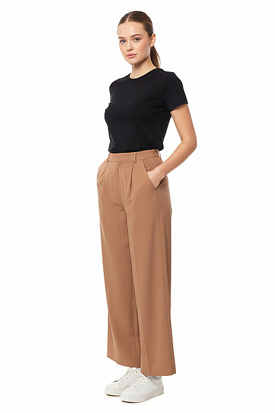 ZARA Dámské Kalhoty S Vysokým Sedem Hnědé Vel. XS