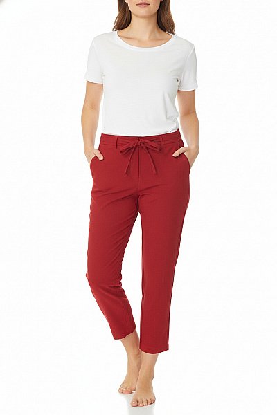 MANGO Dámské Rovné Kalhoty Polyesterové Vínová