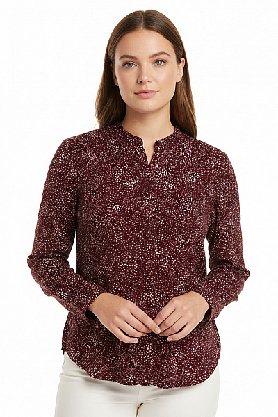 Marks & Spencer Vzorovaná Dámská Košile Vínová Vel. 48