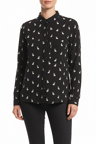 Bershka Vzorovaná Dámská Košile Černobílá
