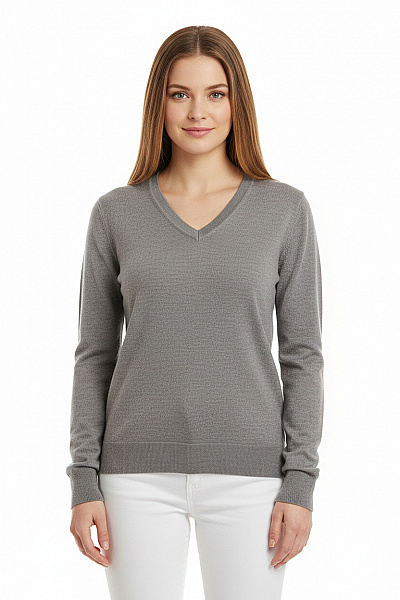 Dámský Svetr Vlněný Šedý Second Hand Vel. XL