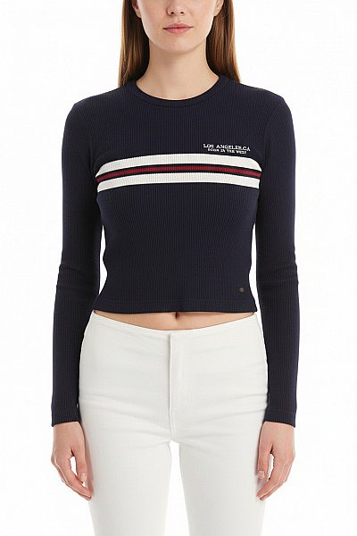 Dámské Tričko Modré PULL&BEAR Vel.  M