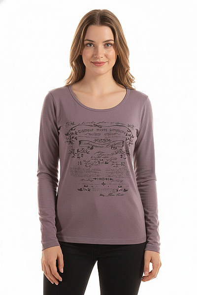 TOM TAILOR Dámské Tričko S Potiskem Fialové Vel. S