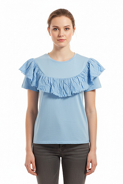 Jednoduché Dámské Tričko Modré ZARA Second Hand Vel. S