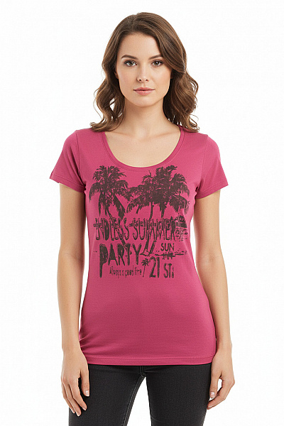 S.OLIVER Dámské Tričko S Potiskem Růžové Second Hand Vel. S