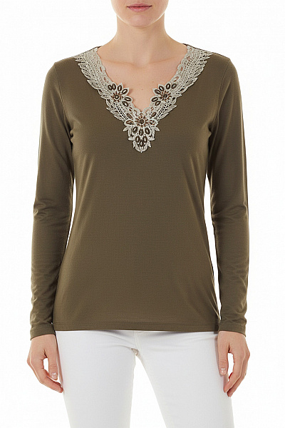 Dámské Tričko S Potiskem Khaki Street One Second Hand Vel. 38