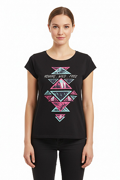 Dámské Tričko s Potiskem Černé Second hand Vel. M