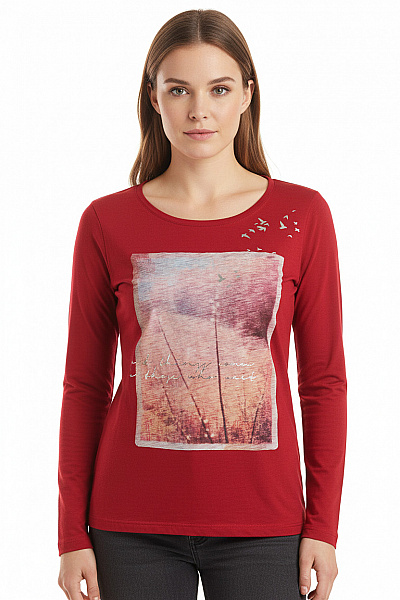 TOM TAILOR Dámské Tričko Vínová Vel. M