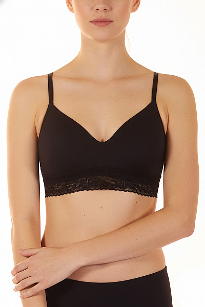 Dámská černá Krajková Braletová Podprsenka Bez Zapínání