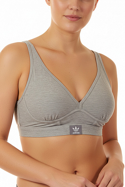 ADIDAS šedá žebrovaná Sportovní Podprsenka Modalová Velikost XL