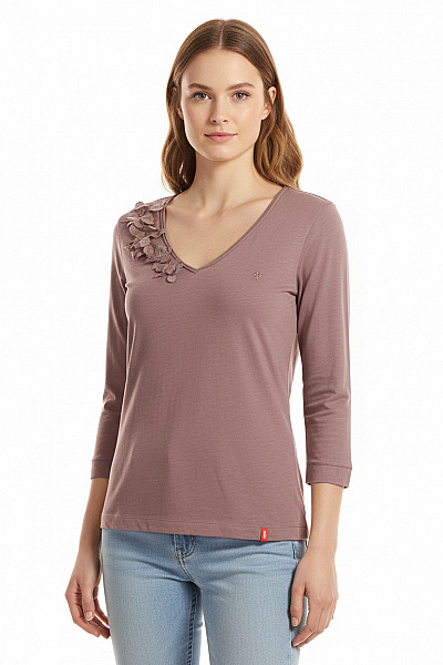 Dámské Tričko S Potiskem Fialové Esprit Second Hand Vel. XS