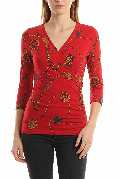 Ralph Lauren Dámské Tričko S Potiskem Červené Vel. S